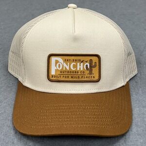 Poncho Outdoors Hat Beige Cactus Patch Mesh Snapback Fishing Mens Trucker Cap